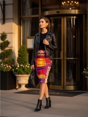 Peter Pilotto Abstract Multicolor Statement Pencil Skirt High Waist UK8 US4
